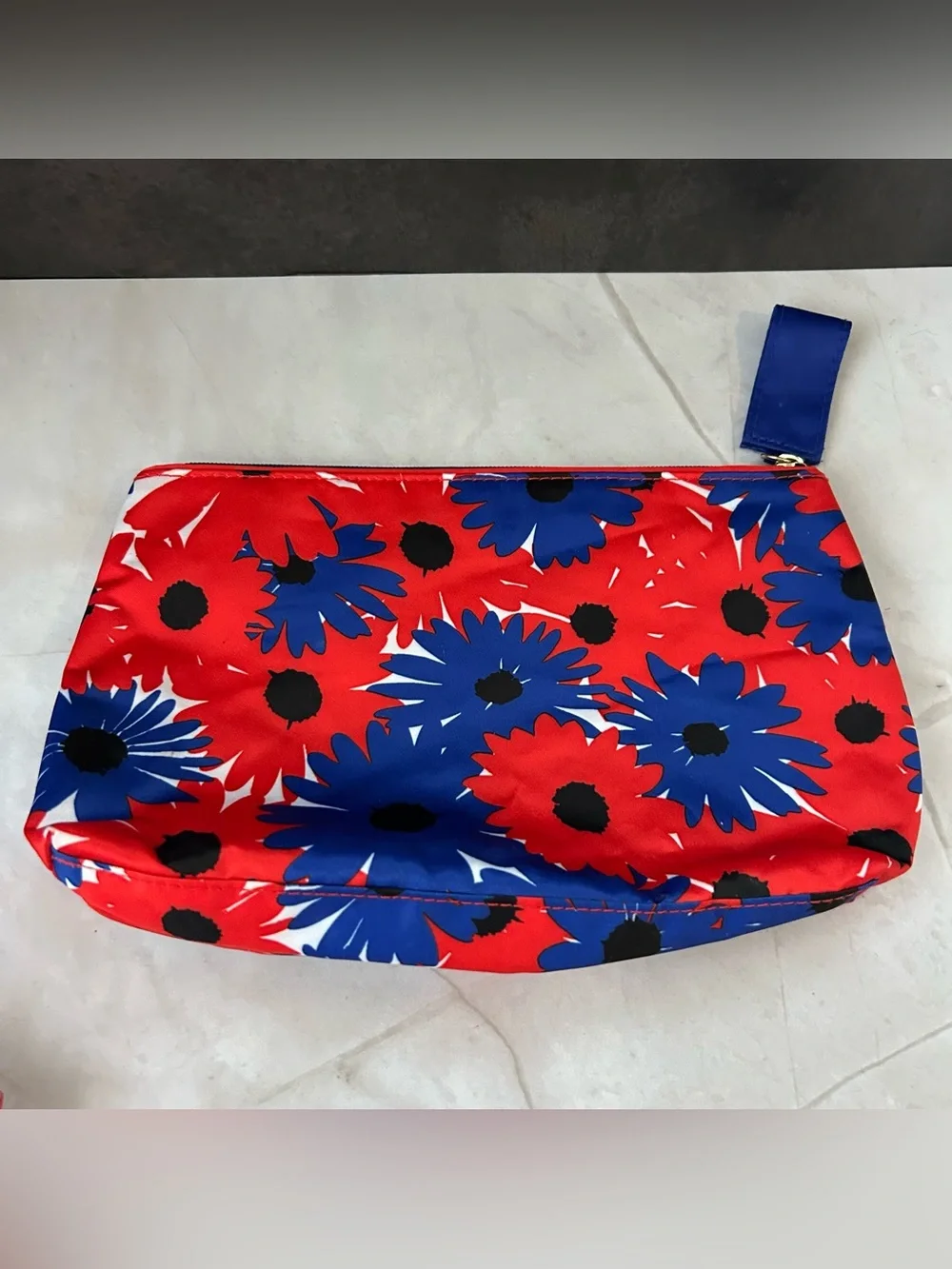 Estee Lauder Red, Blue & Black Floral Cosmetic Pouch